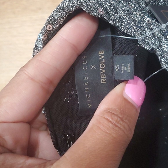 NWT MICHAEL COSTELLO DIONNE MIDI DRESS SILVER - Picture 5 of 6